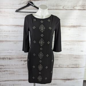 White House Black Market Embellished 3/4 Sleeve Dress sz Small New